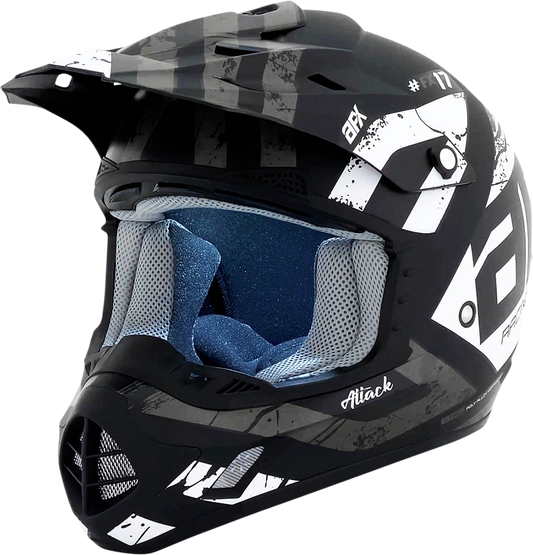 AFX FX-17 Helmet - Attack - Matte Black/Silver - XL 0110-7146