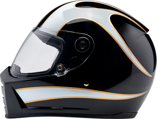 BILTWELL Lane Splitter Helmet - Gloss Black/White Flames - 2XL 1004-570-506