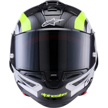 ALPINESTARS  Supertech R10 Helmet - 22.06 - Arius - Gloss Black/Silver/Yellow Fluo - XS  8203926-1699-XS