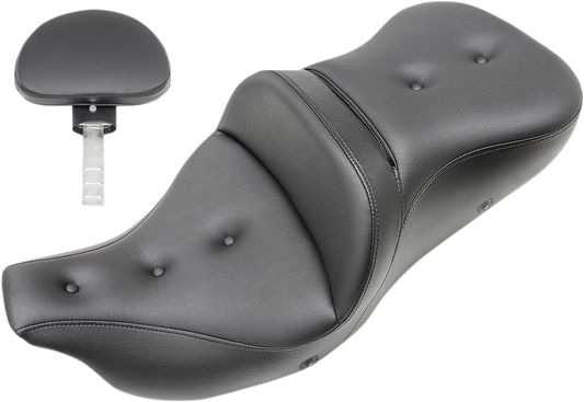 SADDLEMEN Roadsofa Seat - Heated - Pillow Top - with Backrest - Black - '09-'23 FLHTCUTG 808-07B-181TBRH