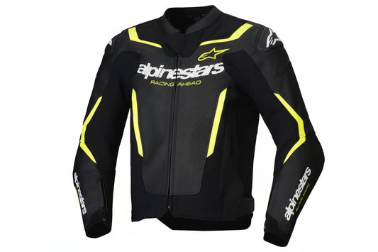 IN STOCK OPEN BOX ALPINESTARS Jacket Lthr Gp Force Air Flo Blk/Yl Fl 52 3100326-155-52