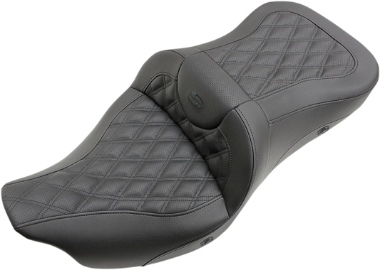 SADDLEMEN Roadsofa Seat - Heated - Full Lattice Stitch - without Backrest - Black - '09-'23 FLHTCUTG 808-07B-182THC