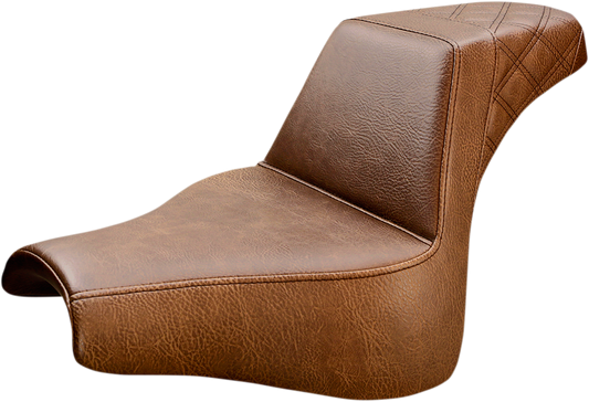 SADDLEMEN Step-Up Seat - Rear Lattice Stitch - Brown - FXFB 818-28-173BR