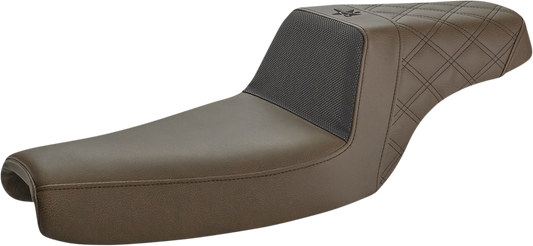 SADDLEMEN Unknown Industries Seat - Front Carbon Fiber/Black Gripper Lumbar/Rear Lattice Stitch - XL '04-'22 UN07-11-173BR