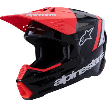 ALPINESTARS SM3 Helmet - Radium - Gloss Black/Red Fluo/White - Small 8300826-1553-S