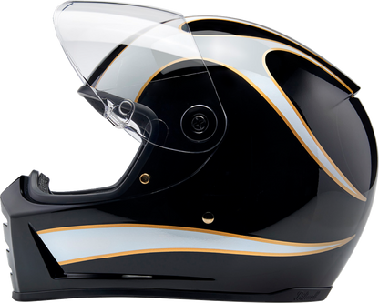 BILTWELL Lane Splitter Helmet - Gloss Black/White Flames - 2XL 1004-570-506