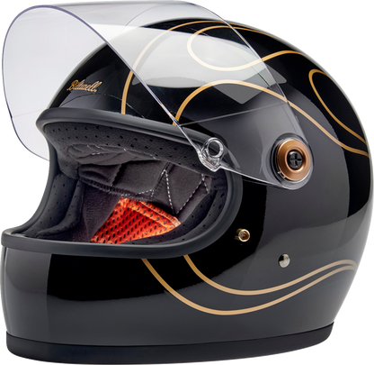 BILTWELL Gringo S Helmet - Gloss Black Flames - XL 1003-567-505