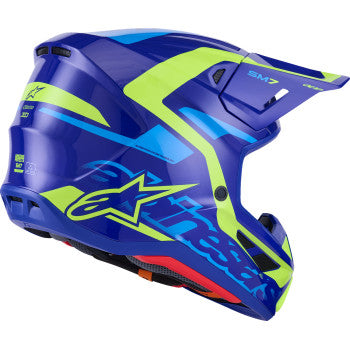 ALPINESTARS SM7 Helmet - Deed - Gloss Blue/Yellow Fluo - Large 8302426-7253-L