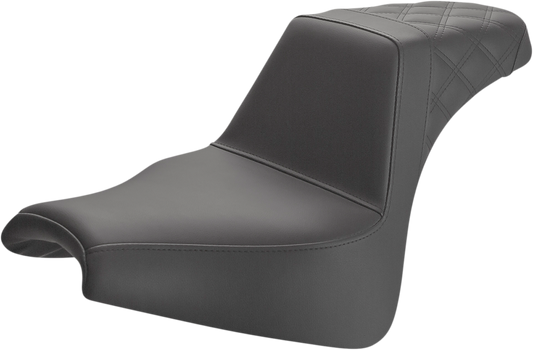 SADDLEMEN Step-Up Seat - Rear Lattice Stitch - Black - FXFB 818-28-173