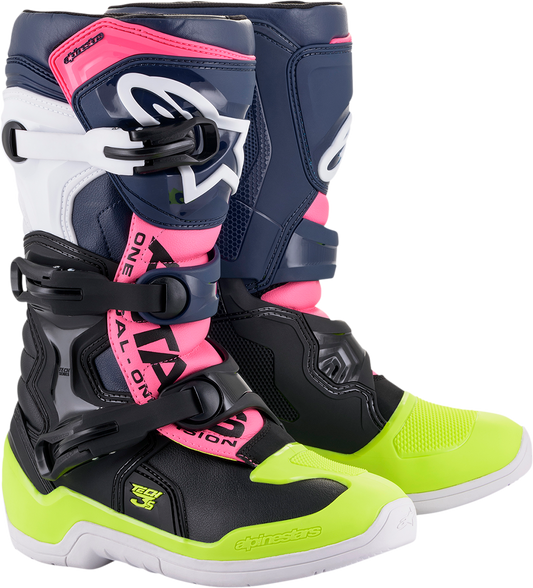 ALPINESTARS Tech 3S Boots - Black/Blue/Pink/White/Yellow - US 6 2014018-1176-6