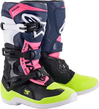 ALPINESTARS Tech 3S Boots - Black/Blue/Pink/White/Yellow - US 3 2014018-1176-3