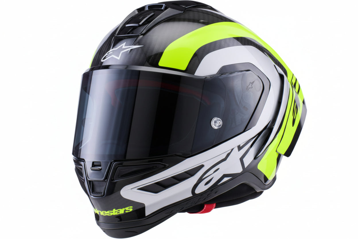 ALPINESTARS  Supertech R10 Helmet - 22.06 - Arius - Gloss Black/Silver/Yellow Fluo - Medium  8203926-1699-M