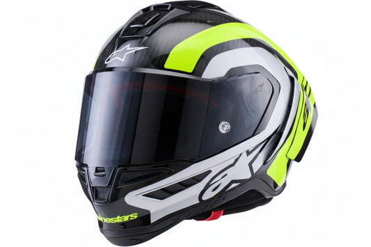 ALPINESTARS  Supertech R10 Helmet - 22.06 - Arius - Gloss Black/Silver/Yellow Fluo - 2XL  8203926-1699-2XL