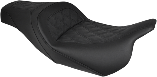 SADDLEMEN Slim Seat - Black - Lattice Stitch - '08-'23 FL 808-07B-162
