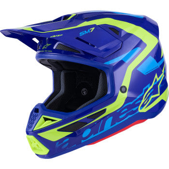 ALPINESTARS SM7 Helmet - Deed - Gloss Blue/Yellow Fluo - XS 8302426-7253-XS