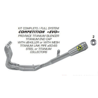 71206CP Arrow K63 S1000RR 20-25/M1000RR 23-24 Competition Evo Full Exhaust Titanium with STEEL headers