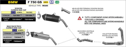71776MI  Arrow Racing Link Pipe, Stainless Steel for BMW F750GS/850GS/ 2021-2025 F 900 GS / F 900 GS Adventure ’24/25