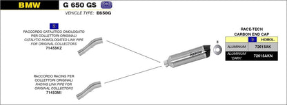 IN STOCK OPEN BOX Arrow Bmw G 650 Gs '11/16 Homologated Aluminium Dark Race-Tech Silencer For Arrow Mid Pipe 72615akn