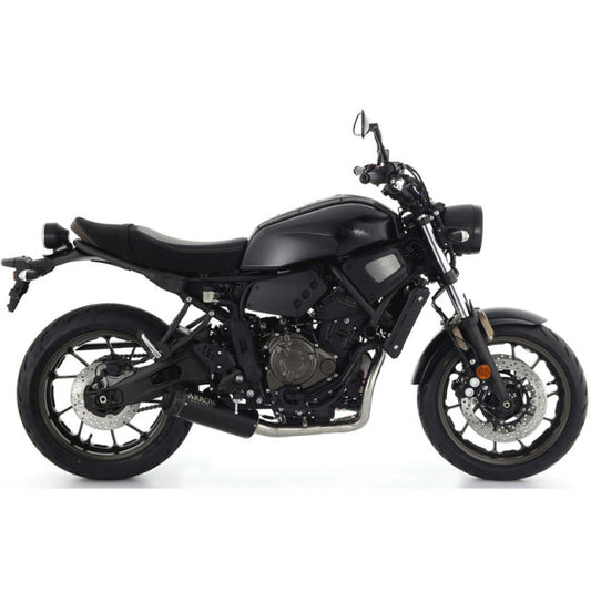 74509rbn Arrow Yamaha Xsr 700 21-24  Homologated Nichrom Dark Rebel Silencer With Aluminum Dark Endcap