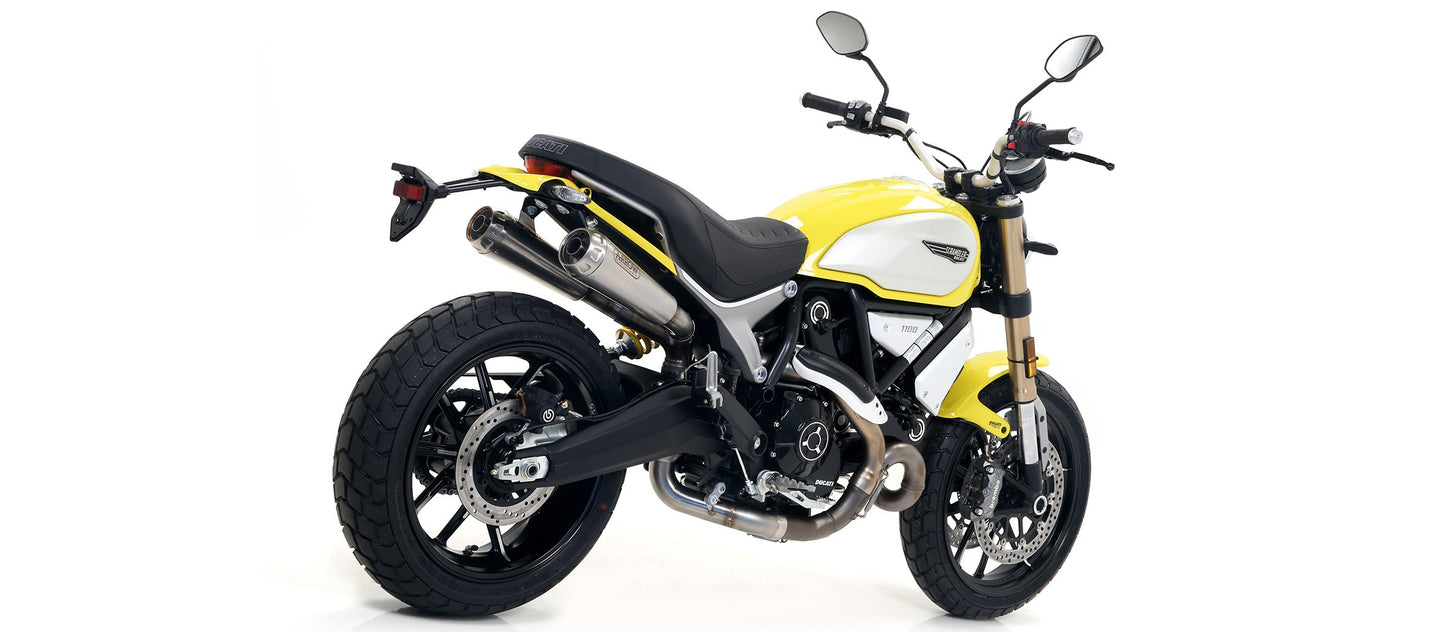 Arrow Ducati Scrambler 1100 18-20 Homologated Nichrom Rh+Lh Pro Race Silencers With Welded Link Pipe For Original Collector 71884pri