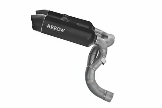 Arrow  Ducati Panigale V2/V2s E5+ 2025 2026 Rh/Lh Round Sil Titanium Dark Silencers + Stainless Steel Link Pipe 77004prn